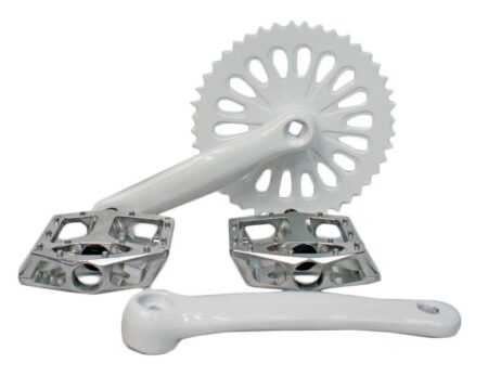 Mechanizm korbowy korba zębatka 40t 40 zębów rower cruiser biała