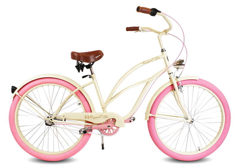 Rower Cruiser LILY 26″ kremowy różowy miejski